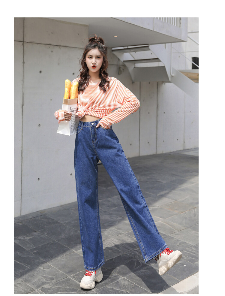 Fashion.AT2 ✨ ใหม่ พร้อมส่ง ✨ ? กางเกงยีนส์แฟชั่นสไตล์เกาหลี เอวสูง ขากว้าง ?