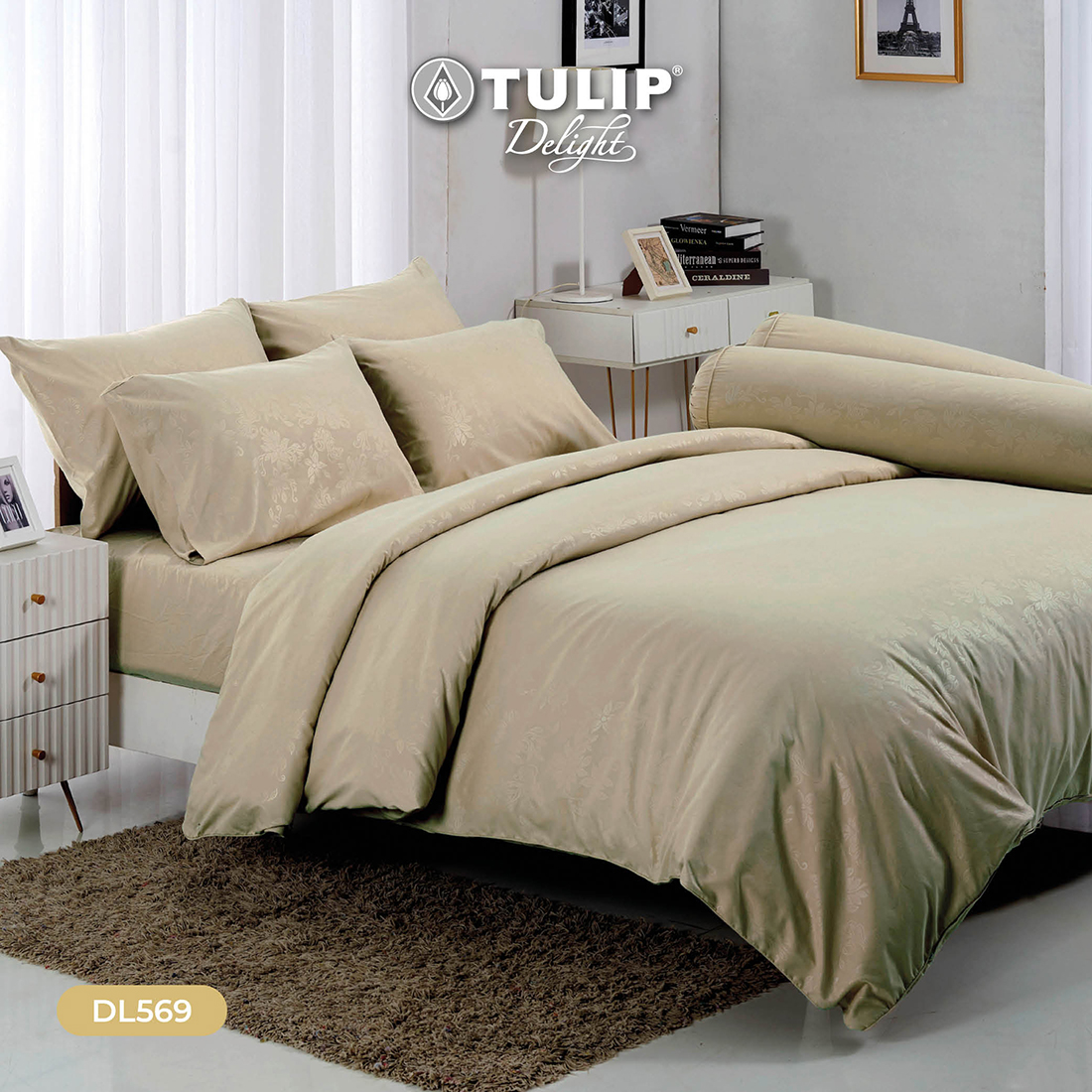 (NEW) TULIP Delight สีพื้นอัดลาย DL569 มีลายนูนเบาๆ บนเนื้อผ้าสัมผัสได้ ชุดผ้าปูที่นอน ผ้าปูที่นอน ผ้าห่มนวม ราคา 590 บาท*ส่งฟรี