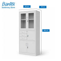 Bantex ตู้เก็บเอกสาร ตู้เอกสารเหล็ก ตู้สำนักงาน 2ตอน บานกระจกมองเห็นเอกสารง่าย ล็อคได้ Steel Cabinet