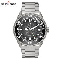NORTH EDGE 300M กันน้ำ นาฬิกาผู้ชาย ดำน้ำ ทไทเทเนียม ขอบเซรามิก พลังงานแสงอาทิตย์ เข็มเรืองแสง ควอตซ์หรู รุ่น TRITON-TI