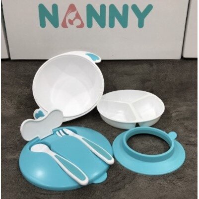 ชุดชามทานอาหาร พร้อมถาดแบ่งช่อง มีฝา+ช้อนส้อม N5752 Nanny (แนนนี่)