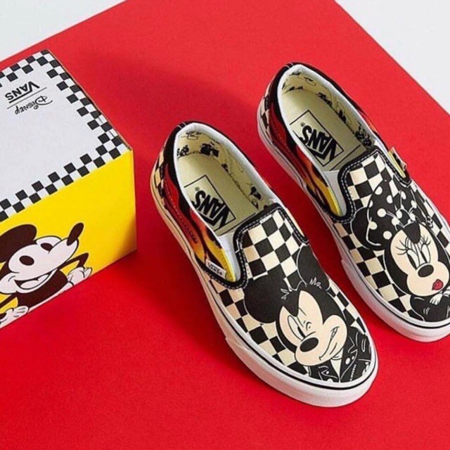 [MShose] รองเท้าVans Slip On - Disney x Micky Mouse ลายตาราง รองเท้าลำลอง รองเท้าแฟชั่น สินค้าพร้อมกล่อง สินค้าถ่ายจากงานจริง100%