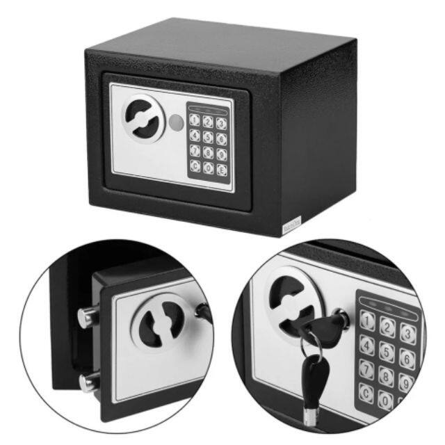 ตู้เซฟ ดิจิตอล ขนาดเล็ก ตู้นิรภัย ใช้ได้ทั้ง ตั้งรหัสผ่าน หรือใช้กุญแจ ตู้เก็บเงิน ที่เก็บทอง กล่องเก็บเงิน ขนาด 23x17x17cm