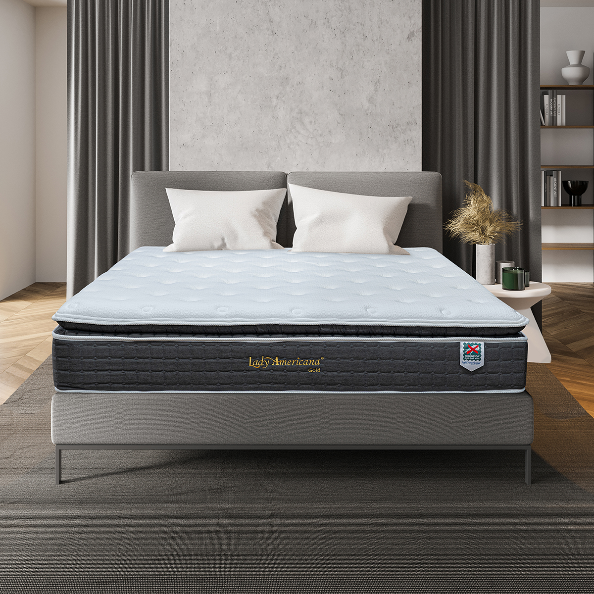 Lady Americana ที่นอนพอคเกตสปริง รุ่น Gold Boxtop หนา 12 นิ้ว แถมฟรี ชุดเครื่องนอน 11 ชิ้น จัดส่งฟรี!! [รับประกัน 10 ปี] ราคา 30,900 บาท*ส่งฟรี