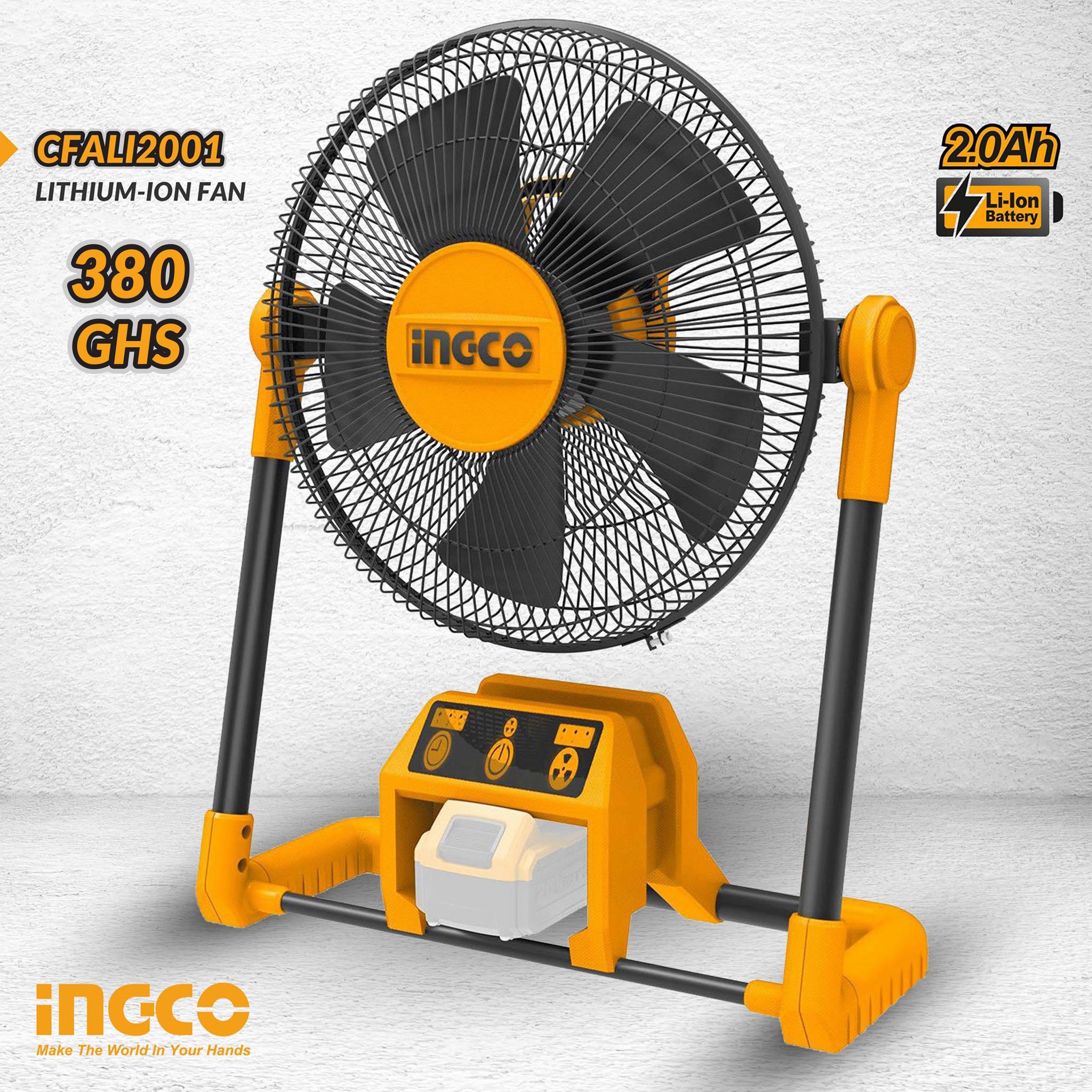 Ingco Wireless Battery Fan Model Cfali2001 13 Inches 20 Volts Can Be Plugged into the Power Plug. (Battery + Charger Not Included) 13" Wireless Fan 20V ราคา 2,590 บาท*ส่งฟรี