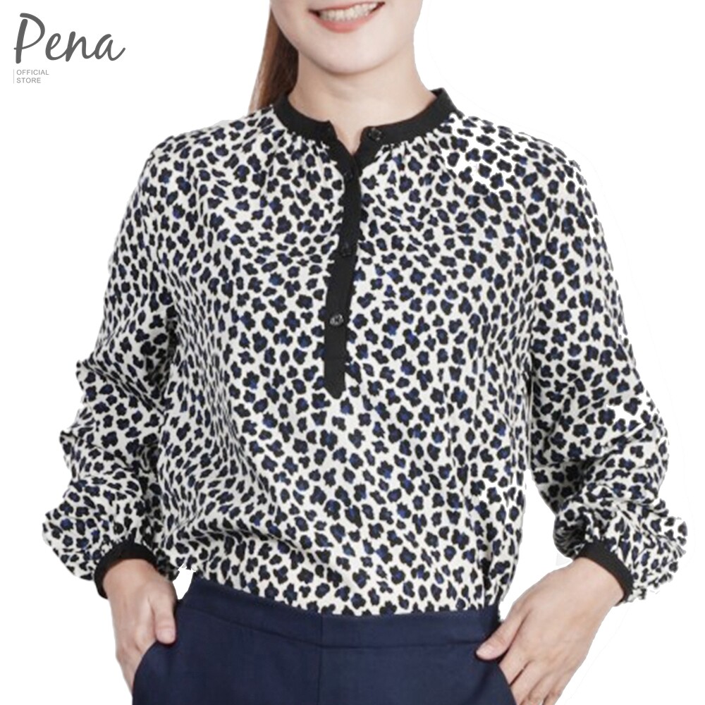 Pena house เสื้อเชิ๊ต คอจีน แขนยาว สำหรับผู้หญิง POSL022001