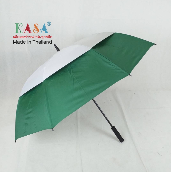 ร่มกอล์ฟ 2 ชั้น 30 นิ้ว ไฟเบอร์ ขาวบนสีล่าง เปิดออโต้ ผ้าUV กันแดด กันน้ำ สีสวย ร่มแฟชั้น สปริงใช้งานง่าย ผลิตในไทย Golf Umbrella
