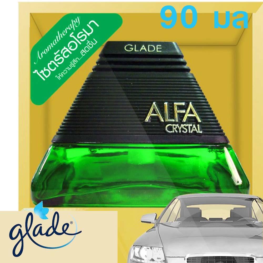 Glade Alfa Crystal เกลด อัลฟ่า คริสตัล น้ําหอมปรับอากาศในรถยนต์ สีเขียว ขนาด 90 มล.ที่ปรีบอากาศ ที่ปรับอากาศรถยนต์