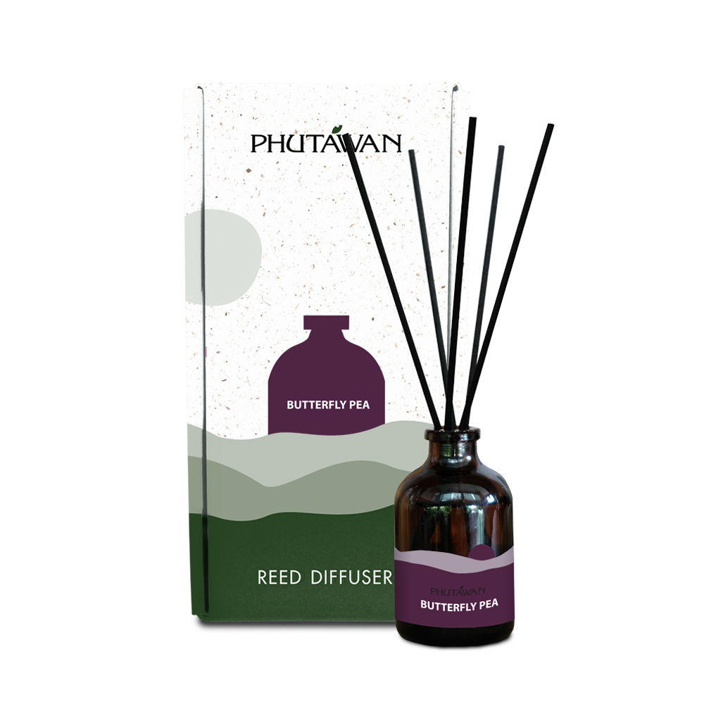 Phutawan Reed Diffuser ภูตะวัน ก้านไม้หอมปรับอากาศขนาด50 ml ใช้งานได้ประมาณ 1 เดือน (แบบรวมทุกกลิ่น)