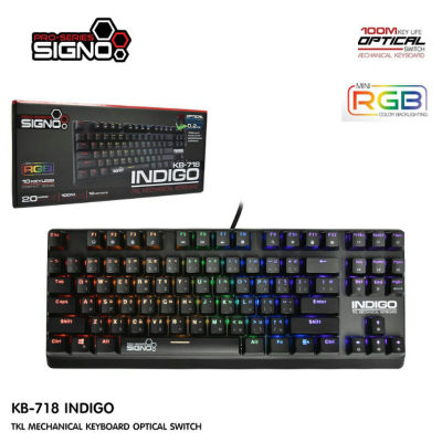 ดูภาพ SIGNO TKL Mini RGB Mechanical Gaming Keyboard รุ่น INDIGO KB-718 (Optical Blue/Red Switch) (เกมส์มิ่ง คีย์บอร์ด) เพิ่มเติม SIGNO TKL Mini RGB Mechanical Gaming Keyboard รุ่น INDIGO KB-718 (Optical Blue/Red Switch) (เกมส์มิ่ง คีย์บอร์ด)