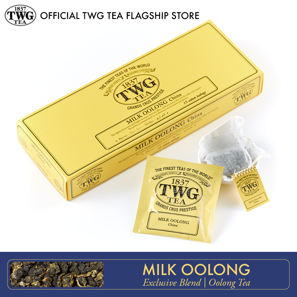 TWG Tea Milk Oolong Blue Tea Blend Cotton Teabag Box 15 Teabags / ชา ทีดับเบิ้ลยูจี ชาอู่หลง มิลค์อู่หลง ชนิดซอง บรรจุ 15 ซอง ราคา 1,013 บาท*ส่งฟรี