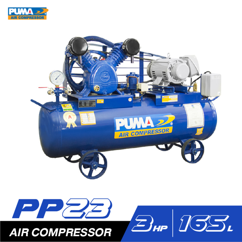 Puma Air Pump Puma 165 Liters (Belt Type) # 3-Cylinder, 2-Stroke Engine # Electricity 380 V # Air Volume 550 Liters/Minute (1 Year Warranty) ราคา 39,900 บาท*ส่งฟรี