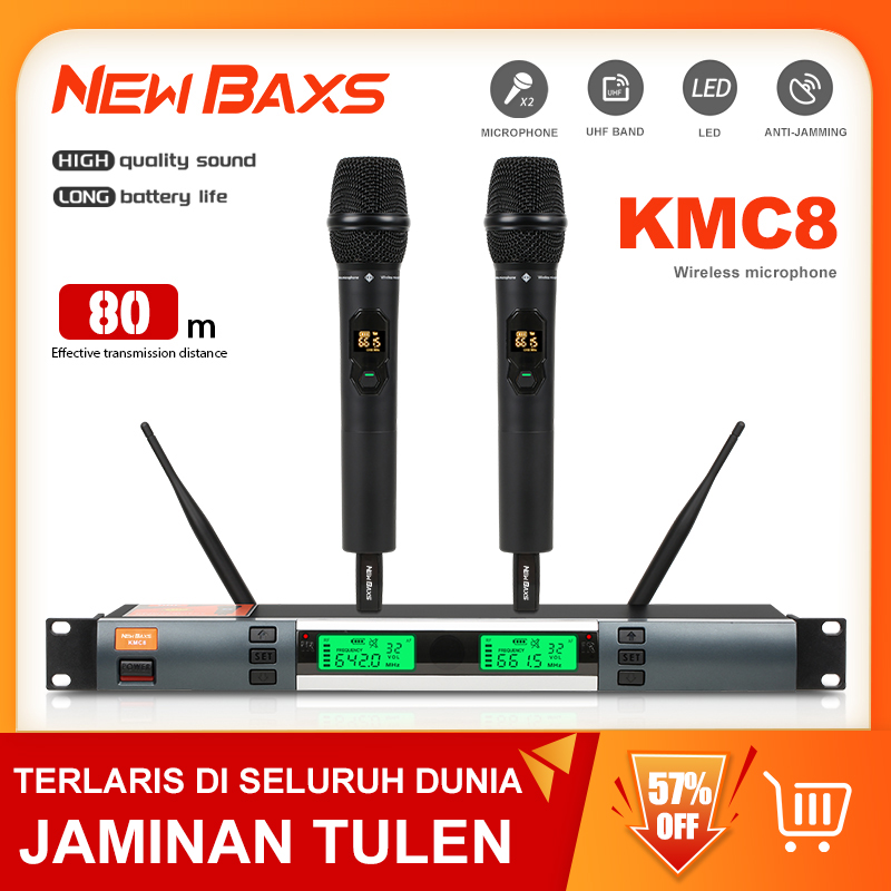 NewBaxs KMC8 microphone wireless professional model one per two microphone metal dual-use mobile UHF adjustable frequency have microphone professional at home KTV outdoor activity to knots YES ราคา 1,315 บาท*ส่งฟรี