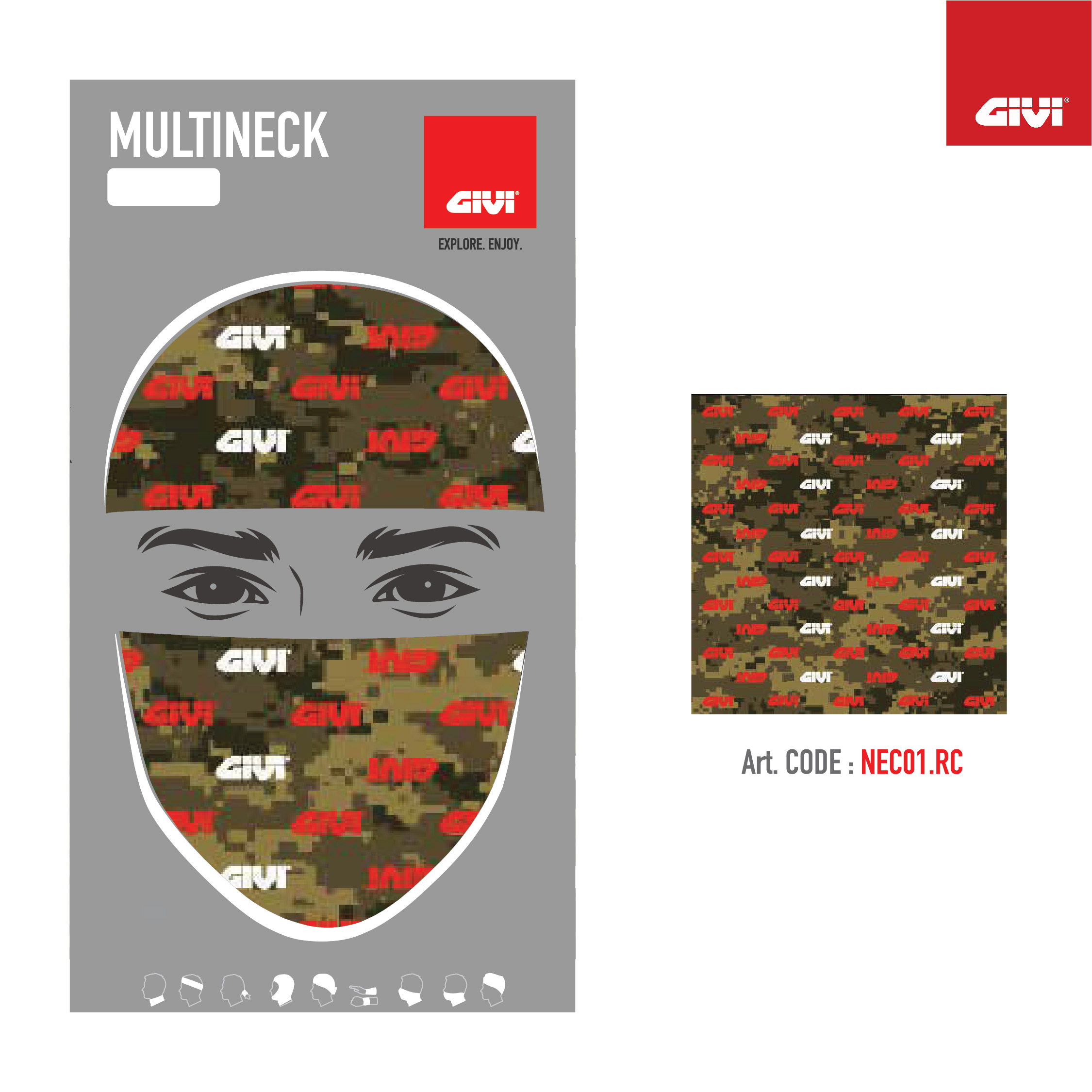 GIVI Multineck NEC01.RC - ผ้าบัฟ GIVI ลาย Brown Camo