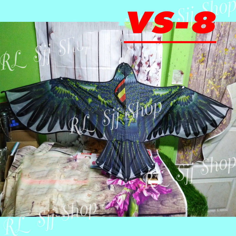 นกว่าวนกเหยี่ยว ว่าวนกอินทรีย์ใช้ ไล่นกได้จริง สีสวย วัสดุผ้าร่มพิมพ์ลาย ใช้ตกแต่งสวน  พร้อมส่ง