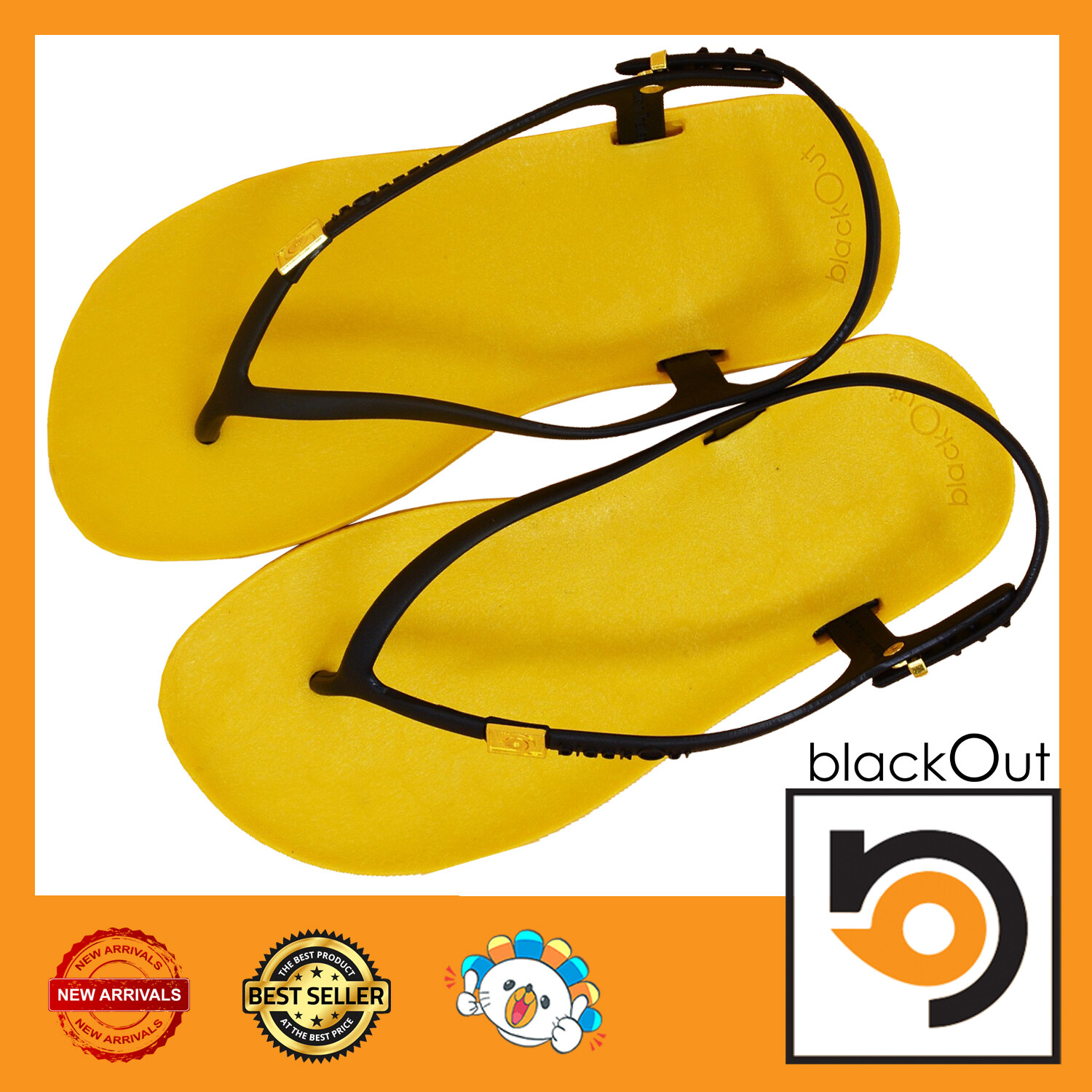 BlackOut FlipperSlingback รองเท้าแตะ พื้นเหลือง(หูดำ) ราคา 360 บาท*ส่งฟรี