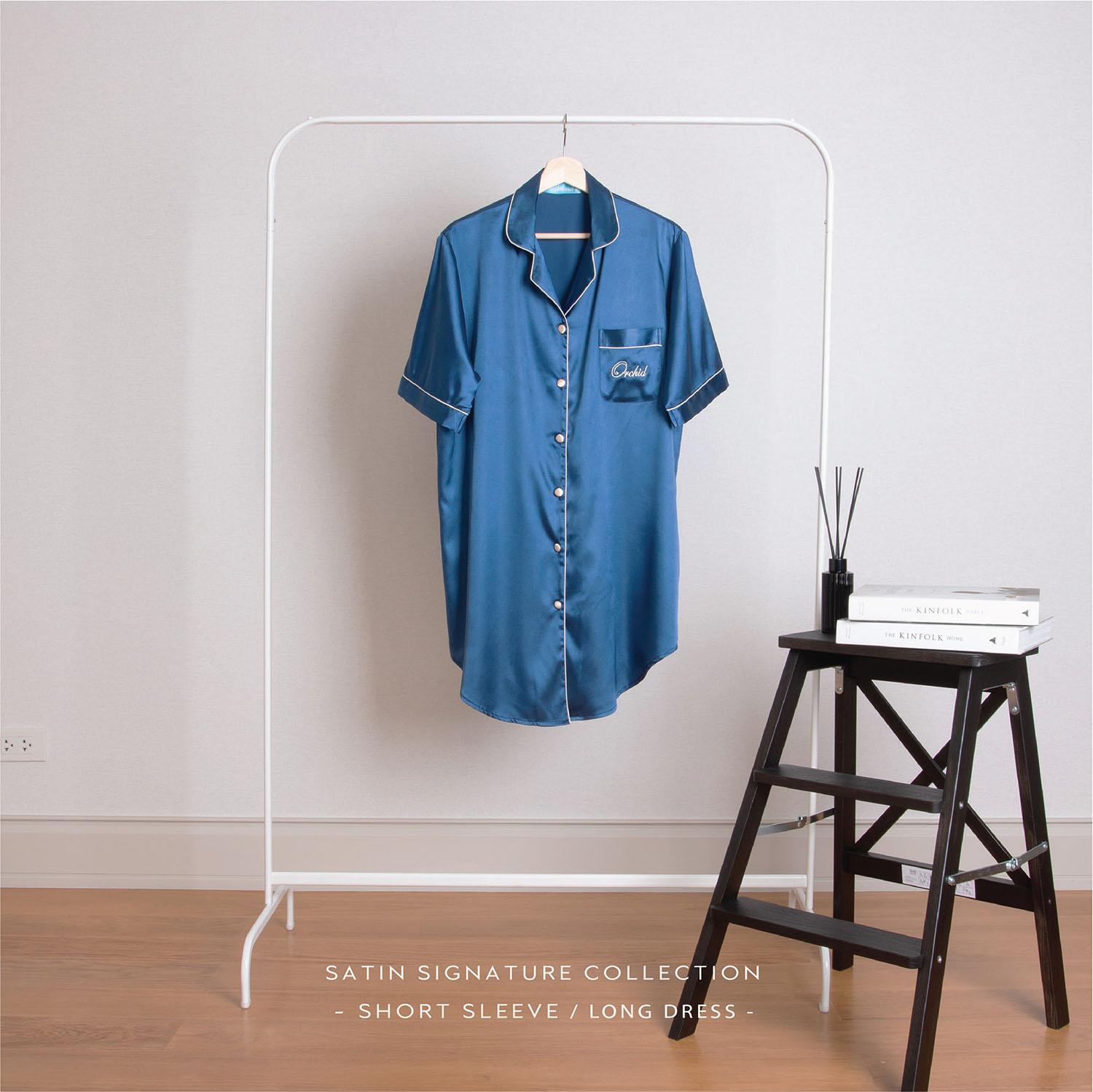 Vana Sleepwear - ชุดนอนซาติน Vana กระโปรงแขนสั้น สีพื้น