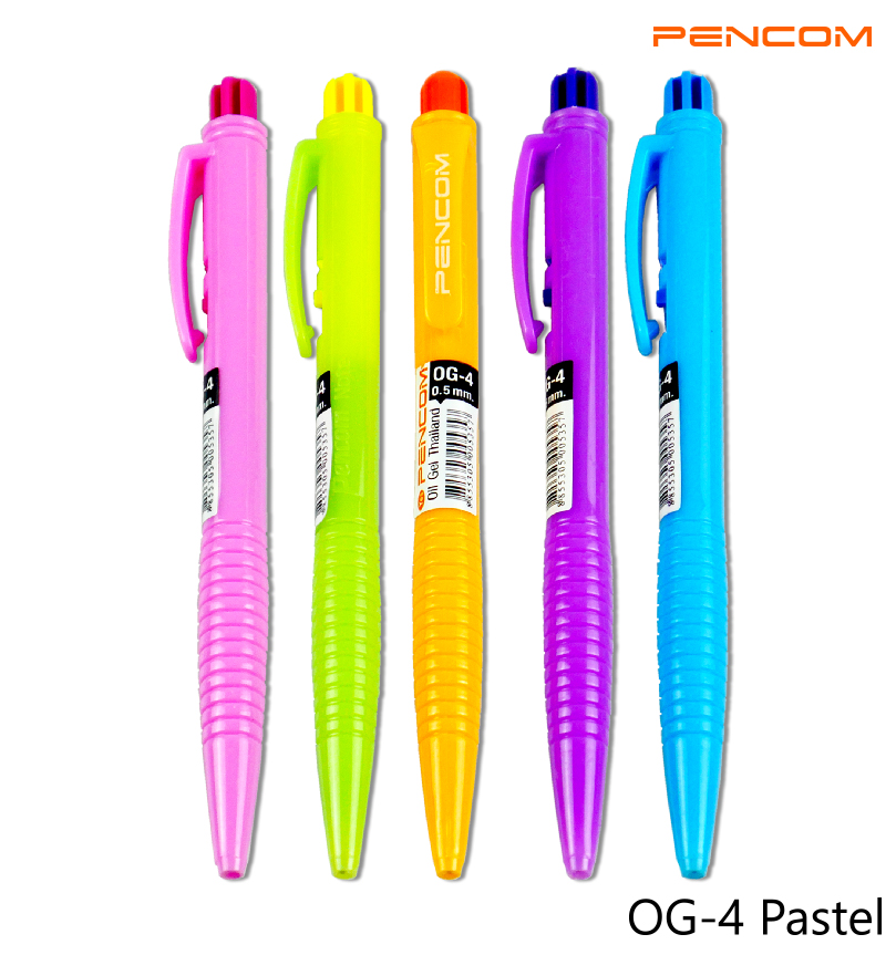 Pencom OG04 ด้ามสีหวาน ปากกาหมึกน้ำมันแบบกด(รับใบเสร็จรบกวนแจ้งในแชท)