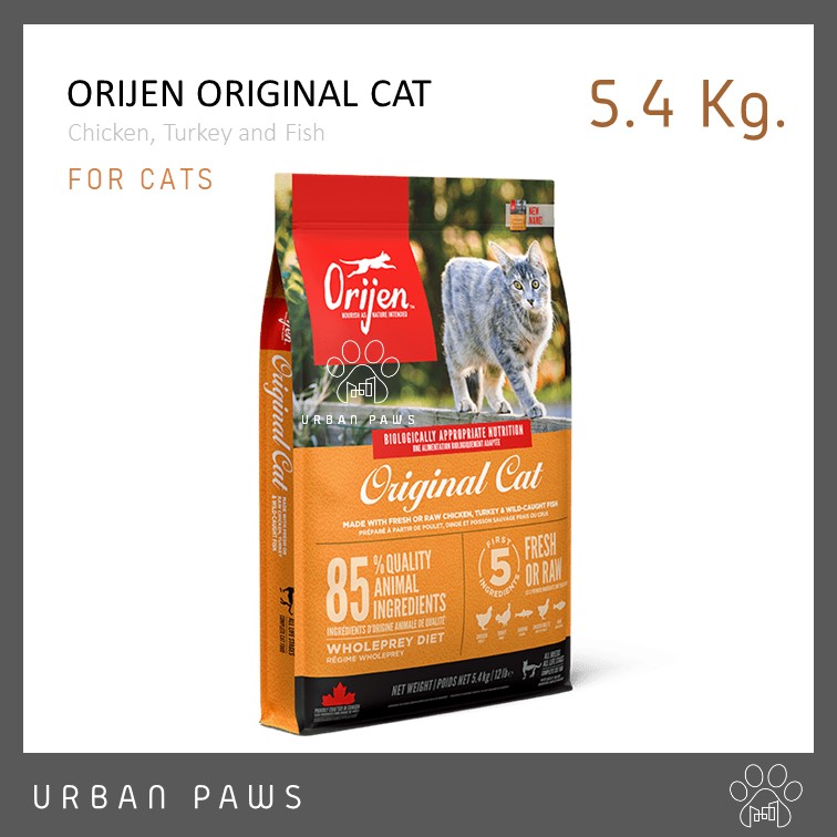 อาหารแมว Orijen - Original Cat for cat & kitten สำหรับแมวทุกช่วงวัย ทุกสายพันธุ์ ขนาด 5.4 Kg.