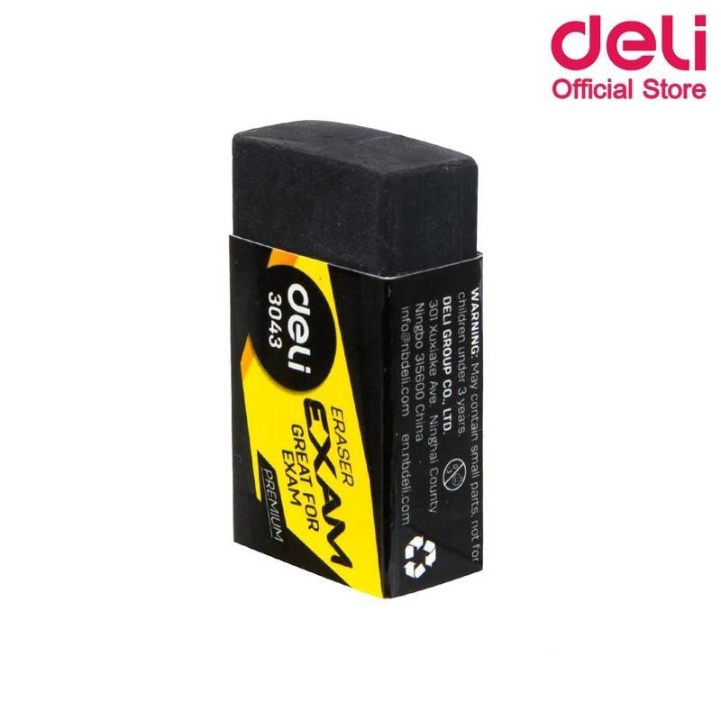 ยางลบ 2B สีดำ Deli 3043 Exam Eraser Soft 2B Clean Black ( 1 ชิ้น )