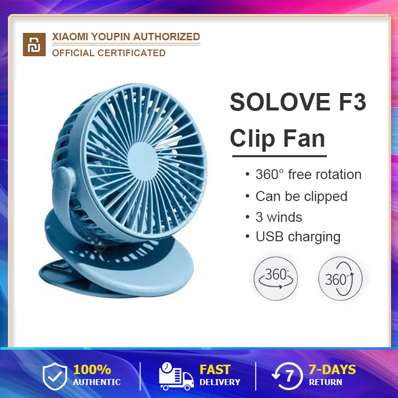 Youpin SOLOVE F3 Clip Fan  rechargeable power USB fan พัดลมขนาดเล็ก use at home student dormitory 3 ระดับ แบตในตัว2000Ah