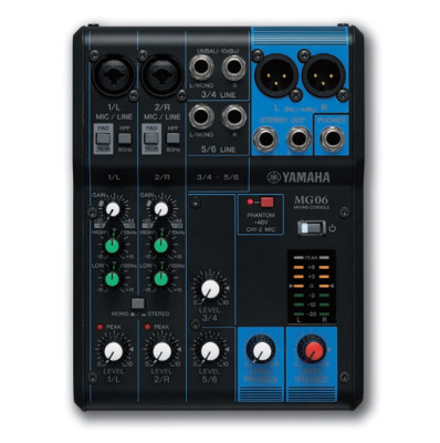 YAMAHA มิกเซอร์ MG06 Black 6 อินพุท (2 mono + 2 stereo) 1 Stereo Bus (ของแท้ มีใบรับประกัน)