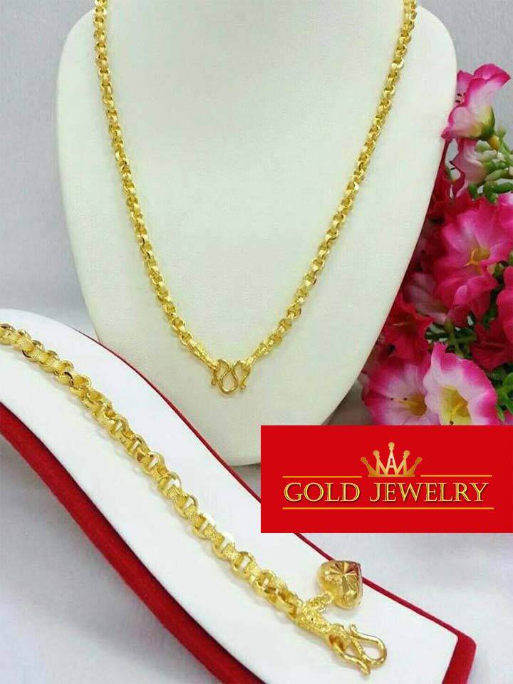 Gold-Jewelry เครื่องประดับ เซต สร้อยคอ สร้อยข้อมือ เศษทองคำเยาวราช ลายทาโร่
