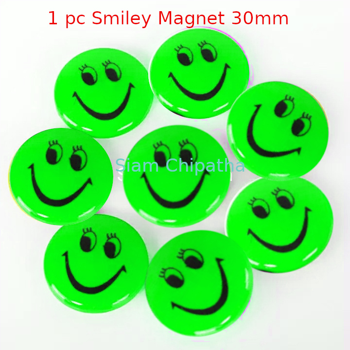 30mm Circular Smiley Magnets for Whiteboard fridge cabinet desk door Iron. แม่เหล็ก