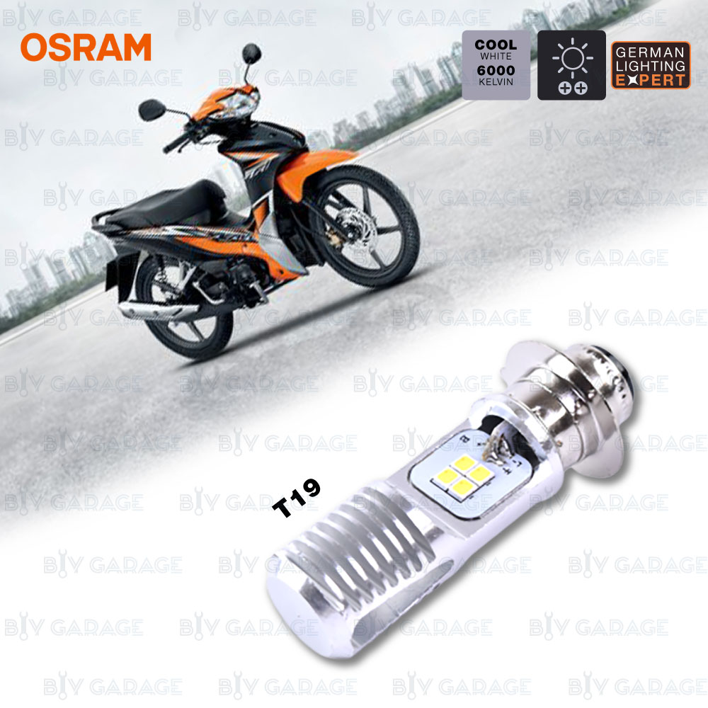 OSRAM หลอดไฟหน้ามอเตอร์ไซค์ LED รุ่น T19 สี COOL WHITE / 6,000 KELVIN [ 12V / 5-6W ] รุ่นใช้ไฟกระแสตรง