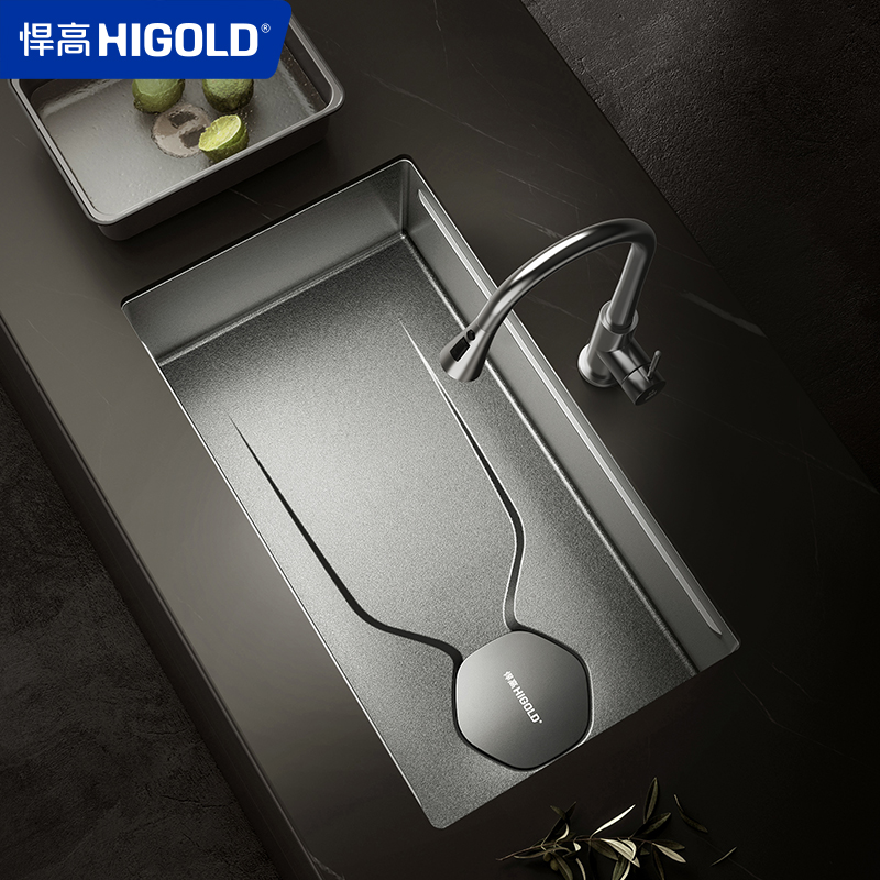 HIGOLD 304 Kitchen Sink Super Fast Drainage Function Unique Design Big Sink Undermount Stainless Steel ราคา 8,093 บาท*ส่งฟรี