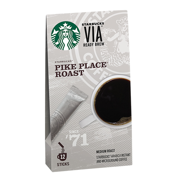 STARBUCKS VIA Pike Place Roast Coffee สตาร์บัค เวีย ไพค เพลส มิเดี่ยม โรสต์ คอฟฟี่ 10g. x 12ซอง ราคา 385 บาท*ส่งฟรี