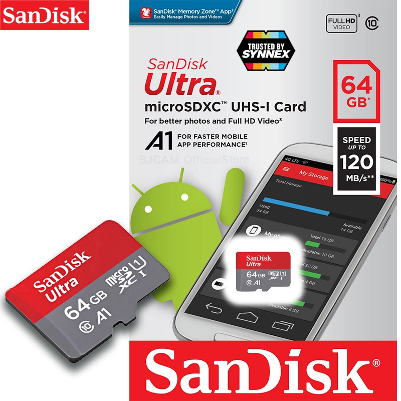 ภาพหน้าปกสินค้าSandisk Ultra microSD Card SDXC ความเร็วอ่าน 140MB/s ความจุ 64GB Class 10 A1 (SDSQUAB-064G-GN6MN) รุ่นใหม่ ไม่มีอะแดปเตอร์ เมมโมรี่ การ์ด แซนดิส Memory ประกัน Synnex 10 ปี