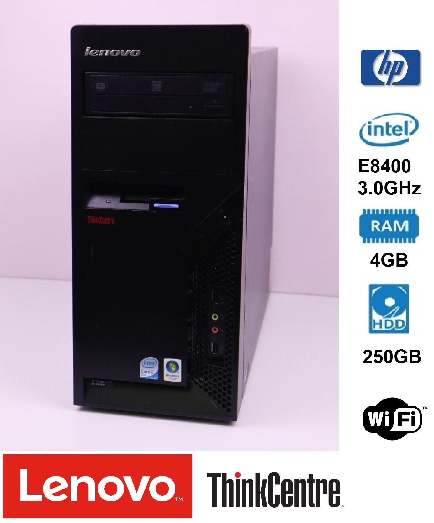 Lenovo ThinkCentre เคสใหญ่ Intel Core2 Duo E8400 @3.00GHz -RAM 4GB -HDD 250GB -Wi-Fi