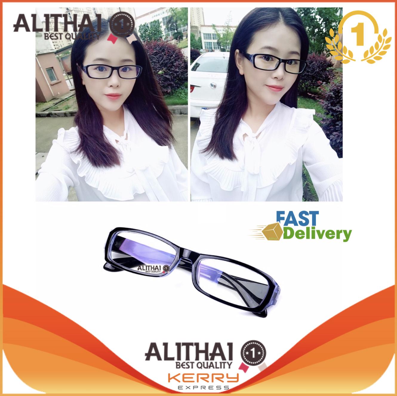 Alithai แว่นตากรองแสง แว่นกรองแสง กรอบแว่นตา แฟชั่น เกาหลี ทรง Square รุ่น ABANDON - Black (กรองแสงคอม กรองแสงมือถือ ถนอมสายตา กันแดด กันแสงUV)