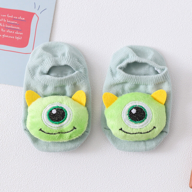 GZW01ถุงเท้าตัวการ์ตูนสำหรับเด็กแรกเกิด มีกันลื่น มีกันลื่น หัวตุ๊กตา