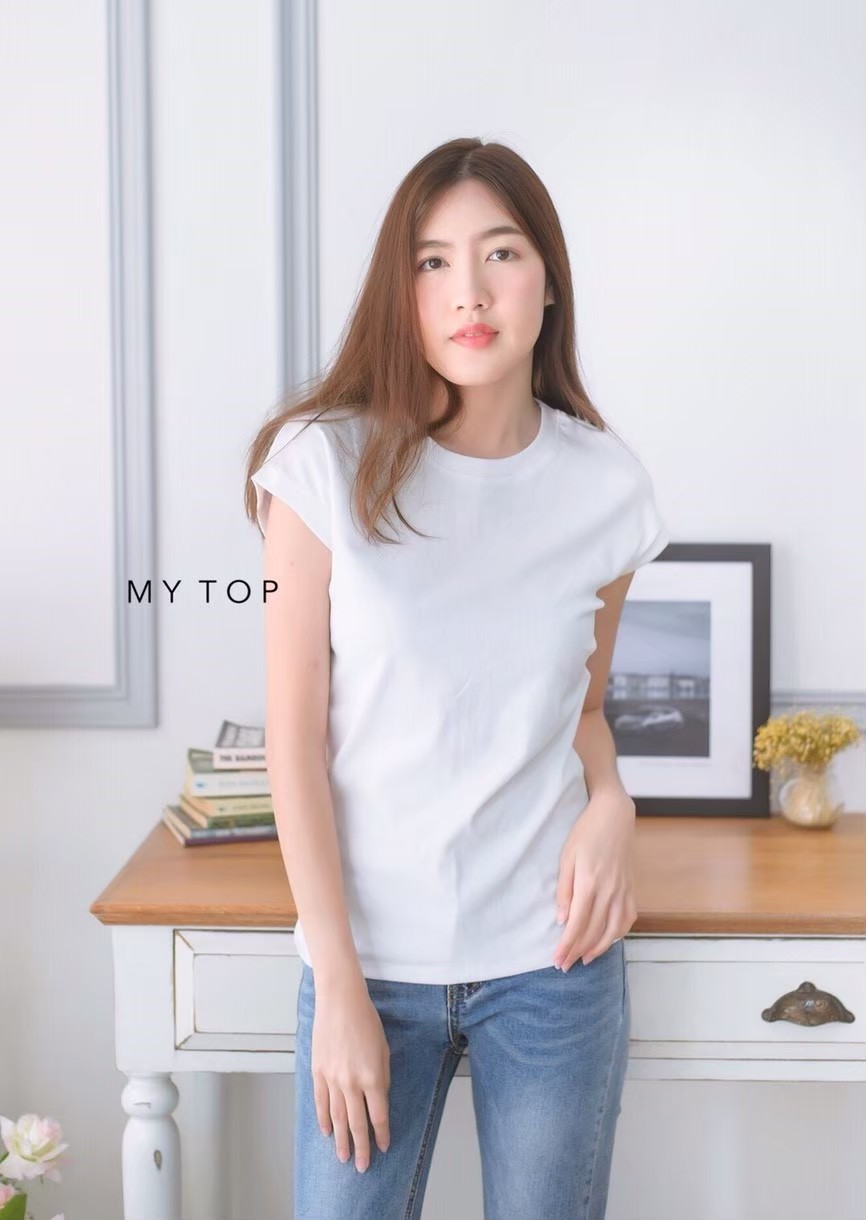 T-Shirtnista My top เสื้อแขนล้ำ แต่งหยดน้ำด้านหลัง