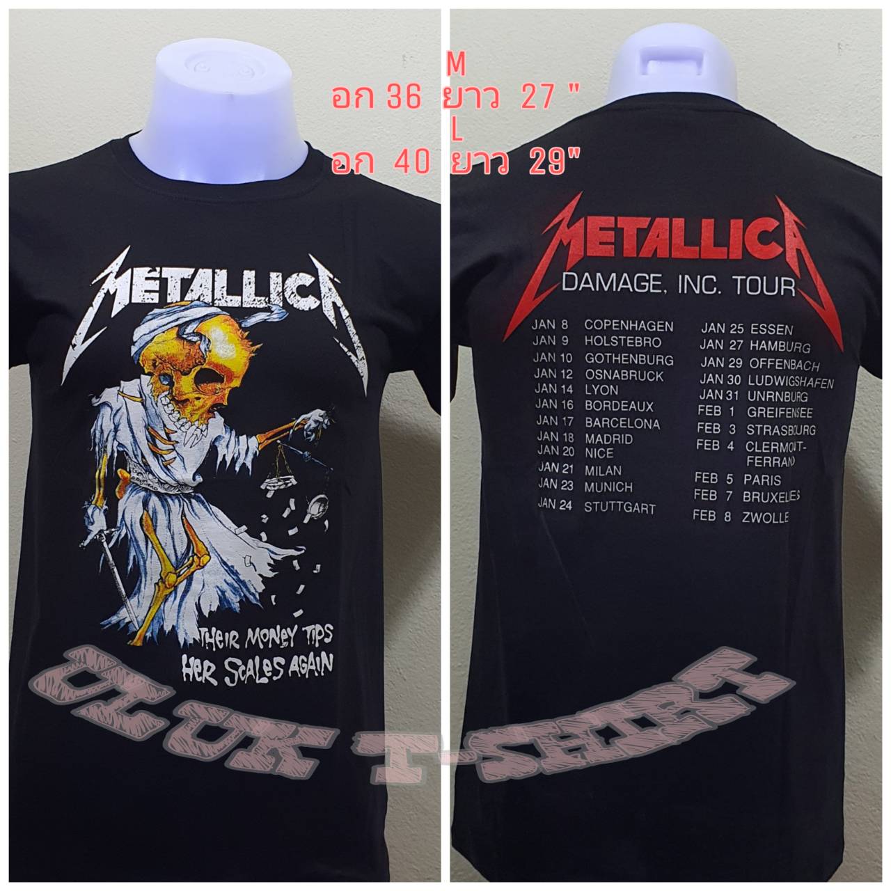 เสื้อคอกลม วงดนตรี Metallica เมทัลลิก้า วงร๊อค วินเทจ