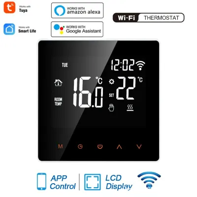 wifi smart water floor heating wall-hung boiler LCD touch temperature control adjustment panel mobile phone remote voice control