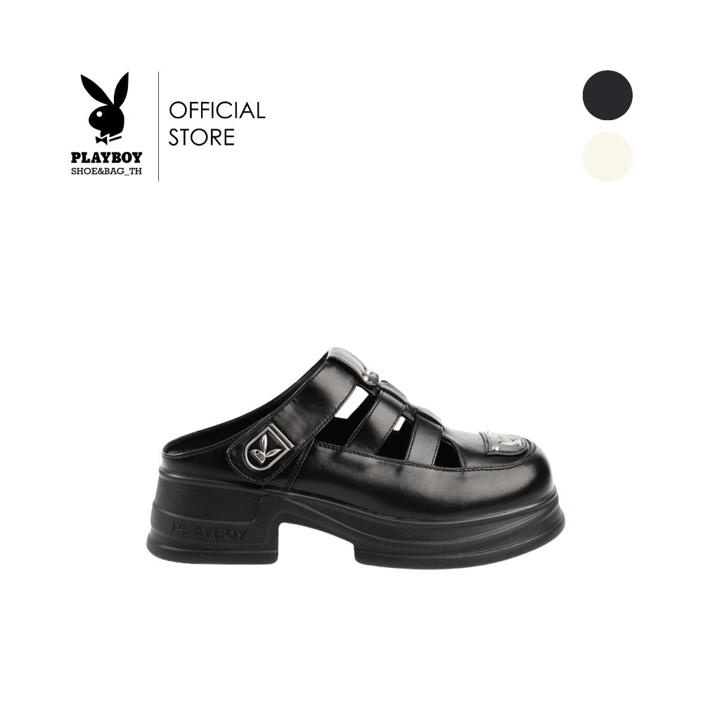 Playboy รองเท้ามิวล์ (Mule) รหัส ST-H252C1209 ดีไซน์ทรงมิวล์(Mule)เปิดส้น ส้นหนาแต่งโลโก้ สีClassic blackและCreamy white ราคา 1,892 บาท*ส่งฟรี