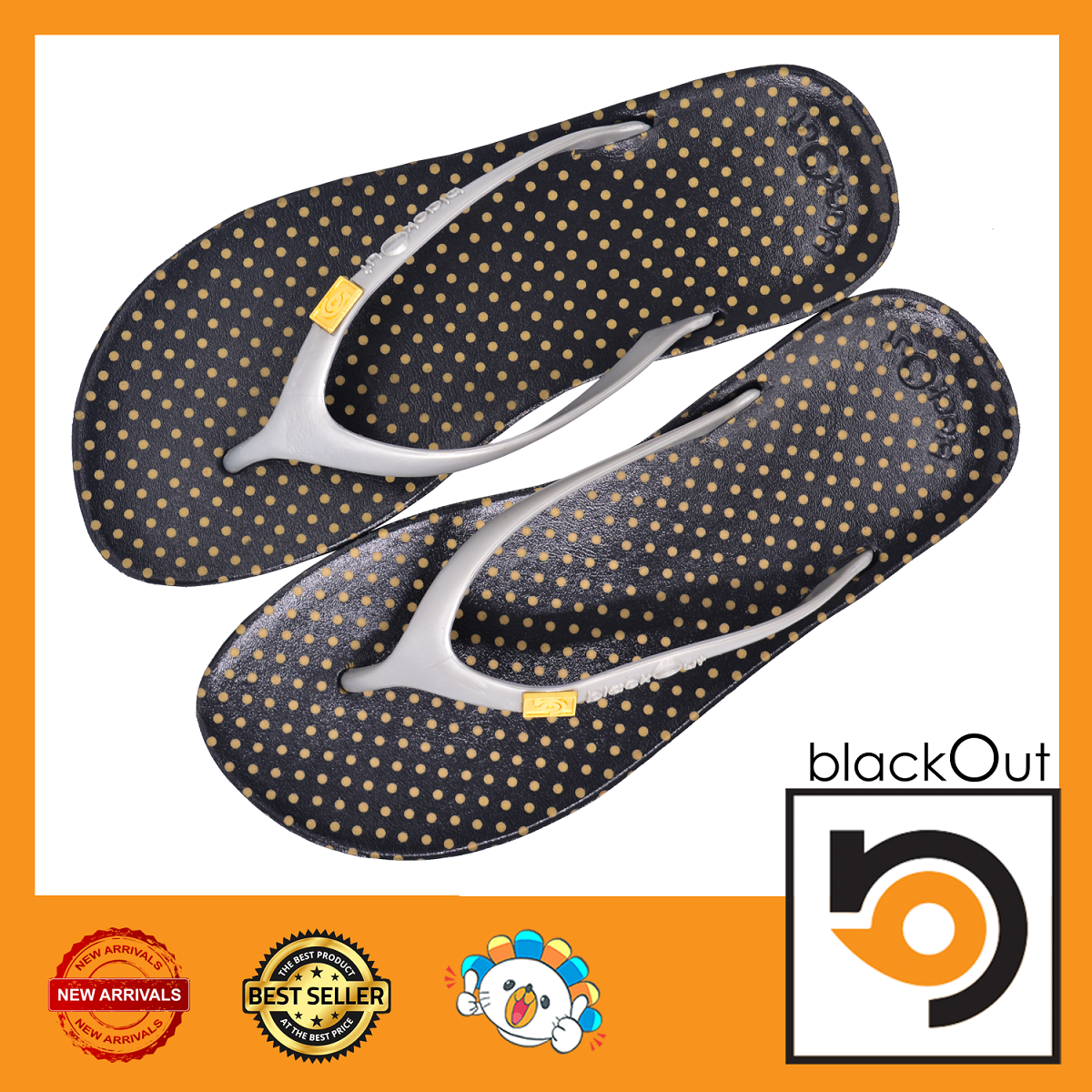 Blackout Flipper / แตะหนีบมุกจุดเล็กทอง(หูเทา) ราคา 282 บาท*ส่งฟรี