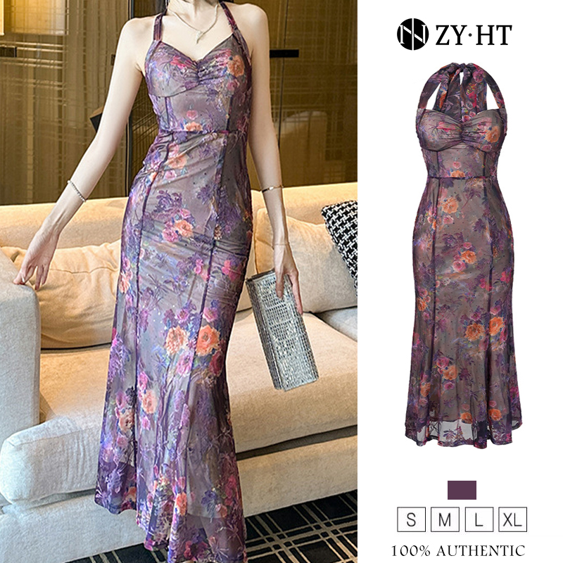 ZY.HT EraVogue เดรสผู้หญิง เดรสสีม่วง เดรสคล้องคอ เดรสลายดอก เดรสหางปลา เดรสไฮโซ เดรสออกงาน เดรสเซ็กซี่ เดรสฝรั่งเศส 20535 ราคา 1,354 บาท*ส่งฟรี