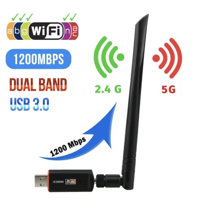 USB 3.0 Wifi Adapter 2.4G 5Gไดร์เวอร์ฟรีเสาอากาศ1200Mbps Wifi USB Ethernetการ์ดเครือข่ายแบบDual Bandไร้สายWifi Dongle Receiver