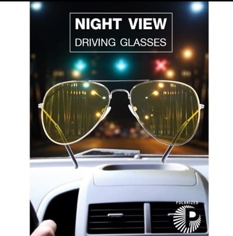 แว่นตาขับรถกลางคืน Night View Sunglasses  เลนส์สีเหลืองกรองแสง blue light ทำให้การขับรถตอนกลางคืนสบายขึ้น