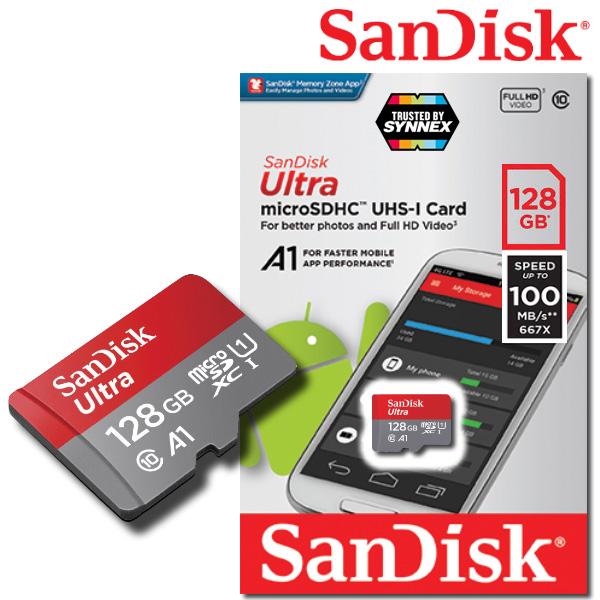 Sandisk Ultra microSD Card SDXC ความเร็วอ่าน 100MB/s ความจุ 128GB Class 10 A1 (SDSQUAR_128G_GN6MN) รุ่นใหม่ ไม่มีอะแดปเตอร์ เมมโมรี่ การ์ด แซนดิส Memory ประกัน Synnex 10 ปี (สีแดง เทา) สำหรับ โทรศัพท์ มือถือ สมาร์ทโฟน แท็บเล็ต แอนดรอย Smart phone Anddroid