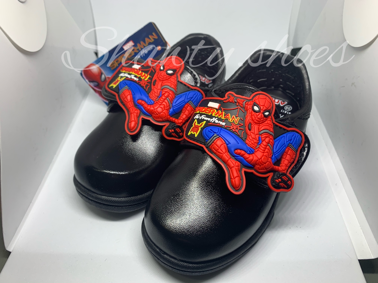 New!! 41A11 รองเท้านักเรียนหนังดำ Spiderman ลิขสิทธิ์แท้ 100% ยี่ห้อ ADDA