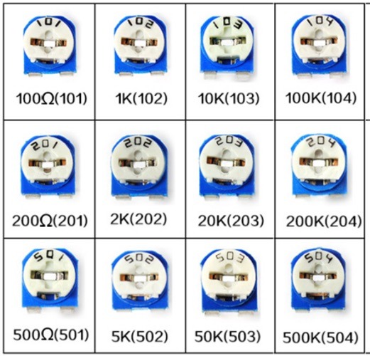 โวลลุ่ม เกือกม้า VR Variable Resistor ตัวต้านทานปรับค่าได้ สามารถเลือกค่าได้  (ชุด 10 ตัว)  มีเก็บเงินปลายทาง !!!