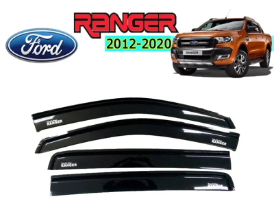 คิ้วกันสาด/คิ้วกันฝน Ford Ranger 2012 2013 2014 2015 2016 2017 2018 2019 2020 2021 รุ่น4ประตู สีดำ