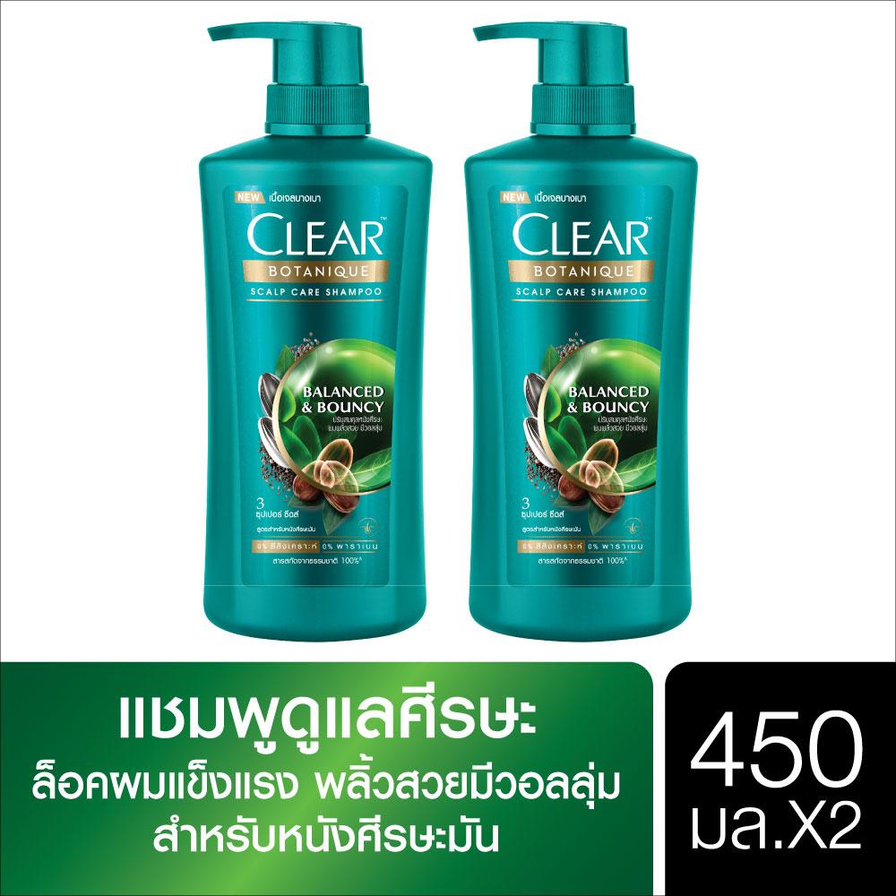 [ส่งฟรี] เคลียร์ แชมพูขจัดรังแค โบทานิค บาลานซ์ & เบาวน์ชี่ ผมแข็งแรง สูตรหนังศีรษะมัน 450 มล [x2] CLEAR Anti Dandruff Shampoo Balance & Bounchy 450 ml [x2] ( ยาสระผม ครีมสระผม แชมพู shampoo ) ของแท้