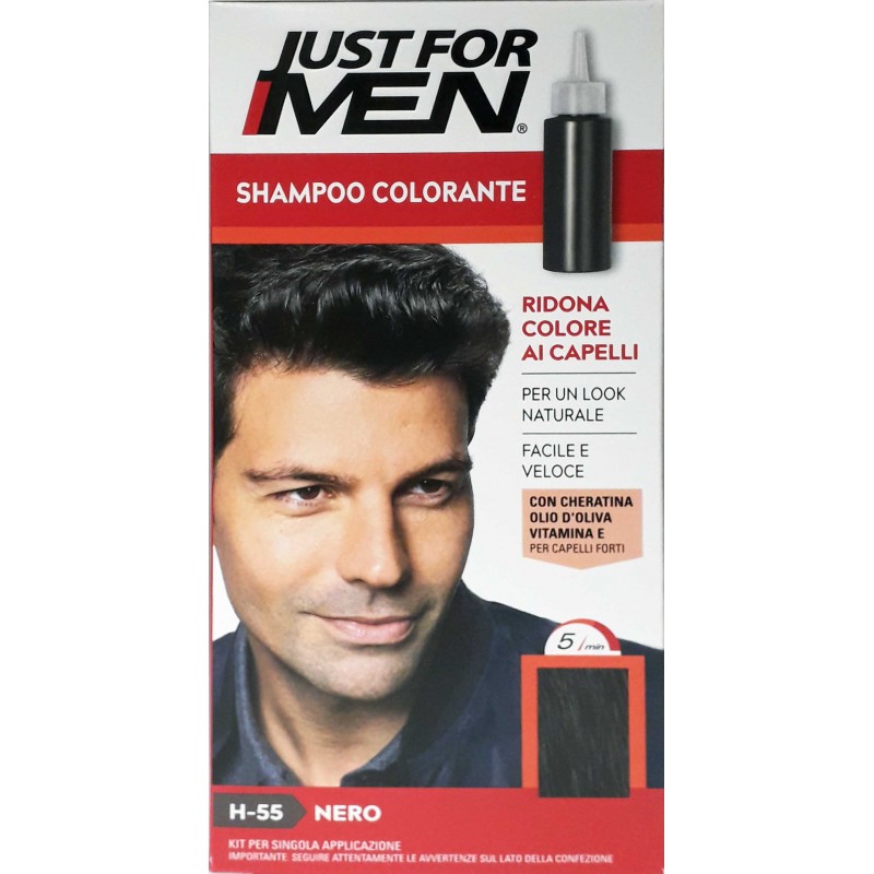 Just For Men Shampoo In HairColour Easy&Fast H-55 Natural Black แชมพูเปลี่ยนสีผมสำหรับผู้ชายสินค้านำเข้าจากสหรัฐอเมริกาสีดำธรรมชาติ ราคา 1,250 บาท*ส่งฟรี