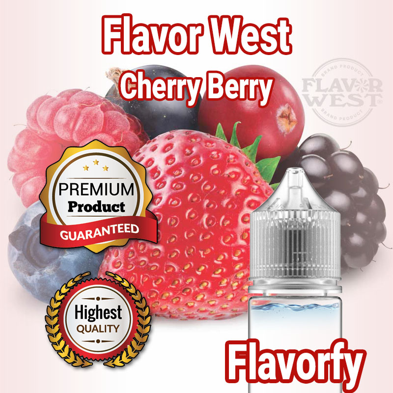 Flavor West Cherry Berry - กลิ่นเชอร์รี่ เบอร์รี่ - กลิ่นผสมอาหาร - ผ่านการรับรองจาก อย. ประเทศไทย บรรจุและขายโดย Flavorfy กลิ่นผสมอาหารอเนกประสงค์ เหมาะสำหรับ ลูกอม, กัมมี่, น้ำผลไม้, เบเกอรี่, ไอศครีม, ของเหลวอื่่นๆ